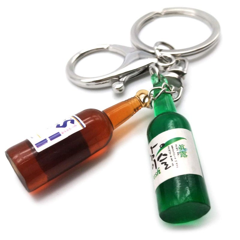GARASANI Korean Soju and Beer Bottle Miniature Key Chain Key Ring Unique Bottle (Soju and Beer) - Image 5